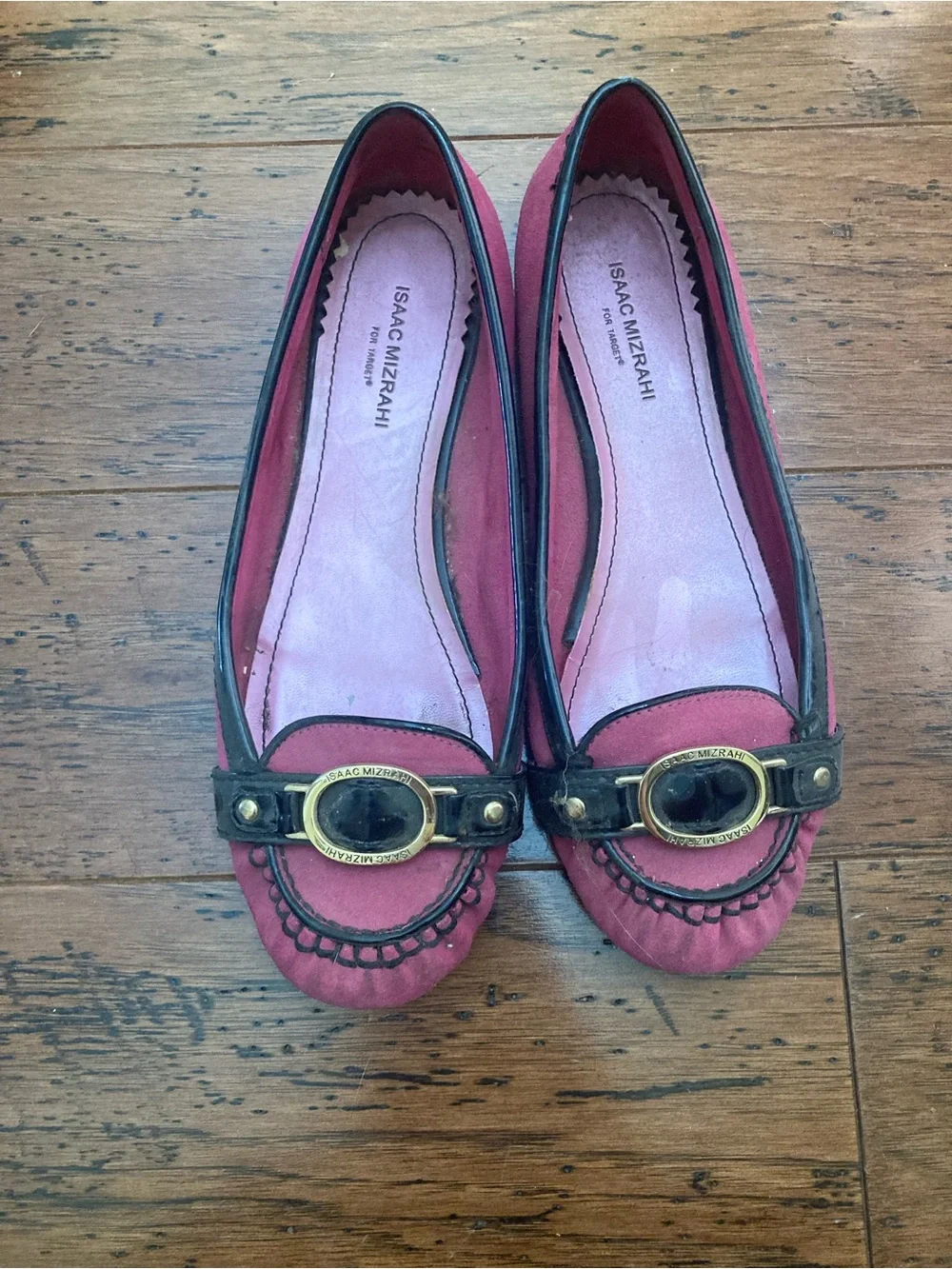 Isaac Mizrahi Women's Pink Suede Loafer Flats